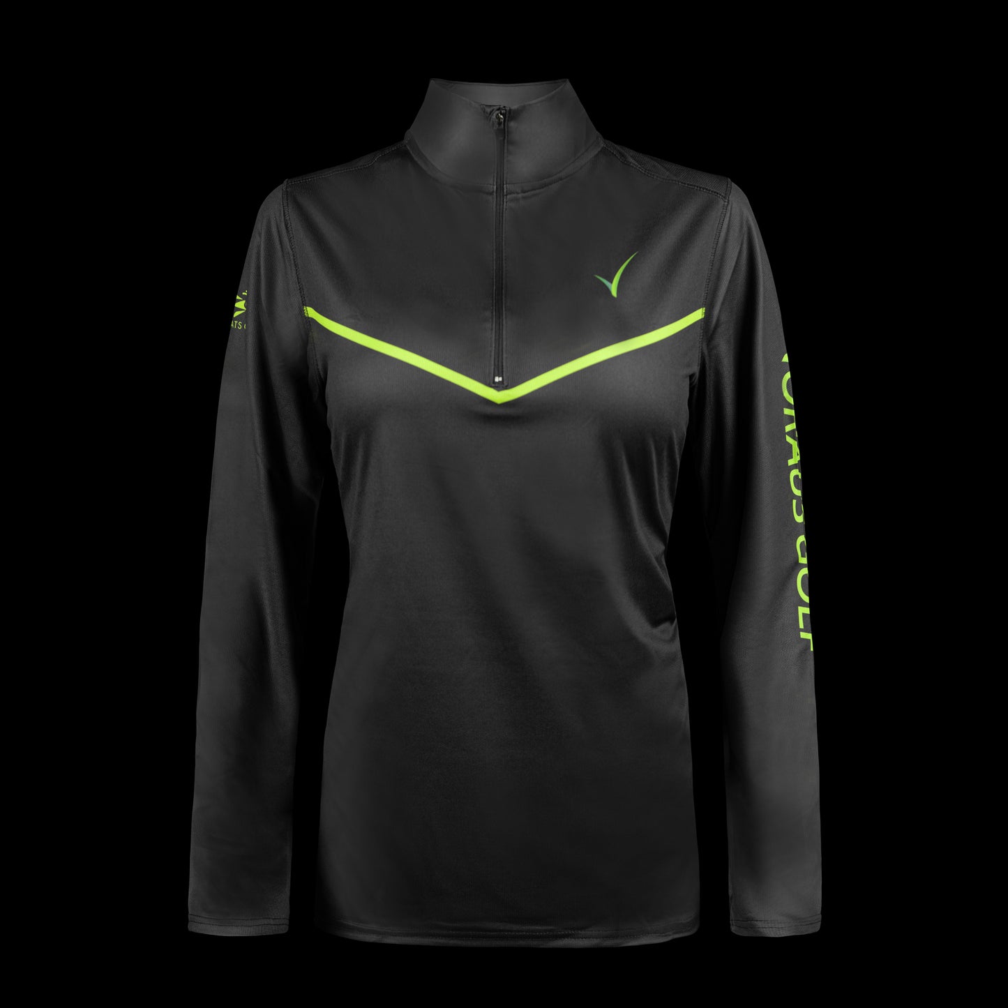 Front view of womens  repreve pullover black